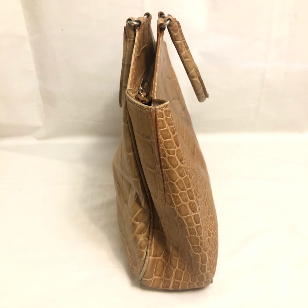 Furla Light Brown Tan Crocodile Leather Tote Bag - Picture 4 of 14